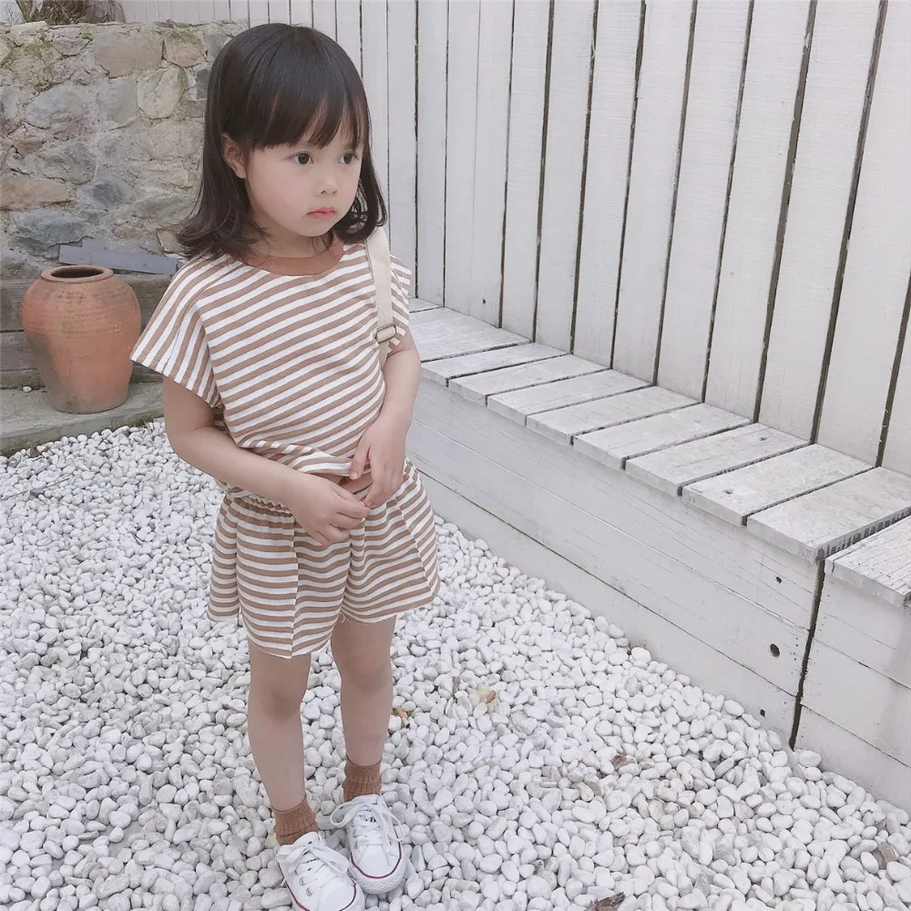 Owligbaby/летнее поступление; модный костюм в полоску из 2 предметов для мальчиков и девочек; топ+ шорты; Рождественская одежда для малышей