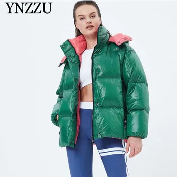 

2019 Winter Women Fashion Down jacket Thick warm 90% White duck down jacket Hooded Loose Female Casual Short Outwear YNZZU 9O060