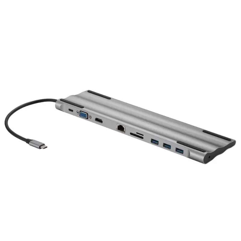 

Durable Type-C HUB Delicate Design 10 in 1 TYPE-C HUB Converter 10 Ports Extension Docking Station for PC Notebook