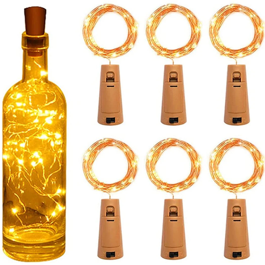 

Cork Wine Bottle Light 2M 20LED DIY LED String Lighting Strip For Garland Party Wedding Christmas Halloween Bar Decor 6Pcs/lot