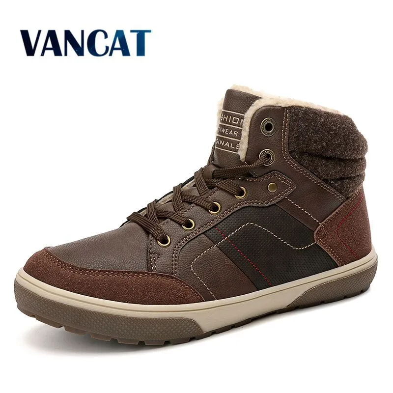 Vancat/брендовые Модные мужские зимние ботинки; очень теплые мужские ботильоны на меху; водонепроницаемые Нескользящие мужские ботинки; повседневные рабочие ботинки