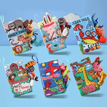 

Baby Crinkly Soft Cloth Book Animal Bath Book Educational Stroller Hanging Toy Intelligence Development Infants Book Shower Toys
