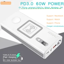 FERISING For iWatch Macbook Wireless PD3.0 60 Вт быстрая зарядка внешний аккумулятор