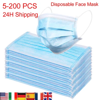 

3ply 50pcs 100pcs Meltblown Anti Pollution Disposable Laye Hygiene Face Dust Fabric Mask masque Facemask Mouth Cap Filter 50 pcs