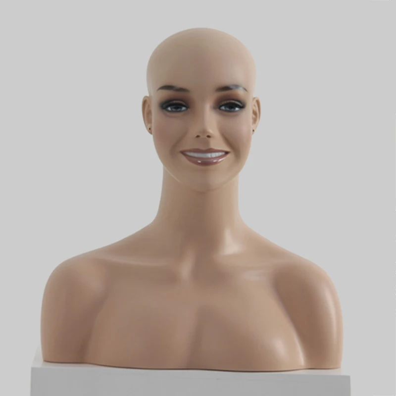 Smiling Women Mannequin Manikin Head Hat Wig Mould Show Stand Model