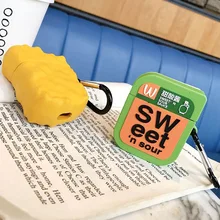 Милый 3D Куриный самородок сладкий и кислый соус силиконовый наушник чехол для Apple AirPods 1/2 беспроводной Bluetooth чехол для гарнитуры