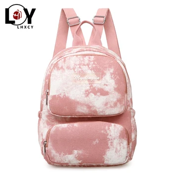 

High Capacity Canvas Multi-pocket Printing Backpack Women Leisure Soft Multifunction Travel Backpacks Korean Version Ladies Bags