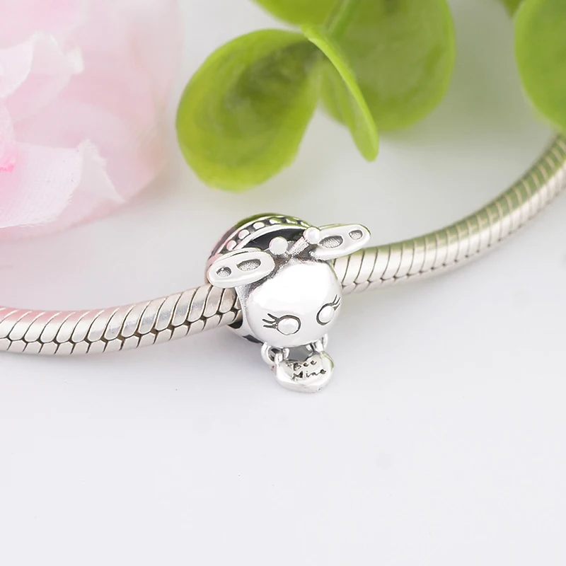 Berloque New 925 Sterling Silver black Enamel Bee Mine Dangle Charm Beads Fit Original Bracelet DIY Jewelry Making | Украшения и