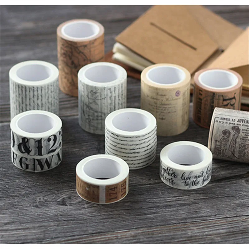 Vintage Retro Washi Tape Set for Scrapbooking and Decorative Journaling