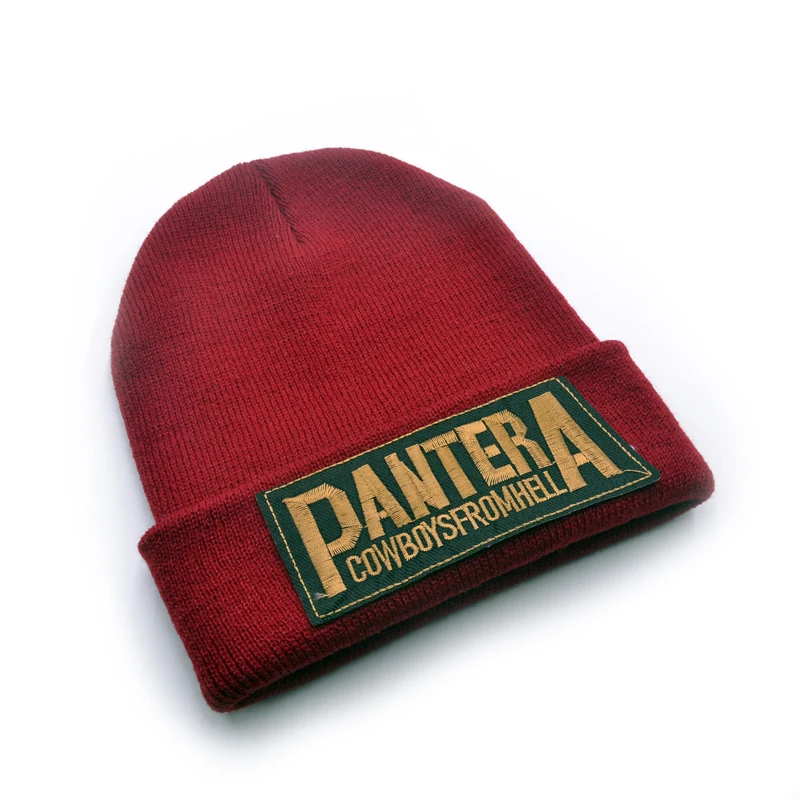 Последняя модель, логотип Pantera, шерстяные шапочки, 6 цветов, вязаные мужские зимние шапки для мужчин и женщин, Теплая Шапочка-бини, вязаная крючком шапка, хлопковая шапка - Цвет: Красный