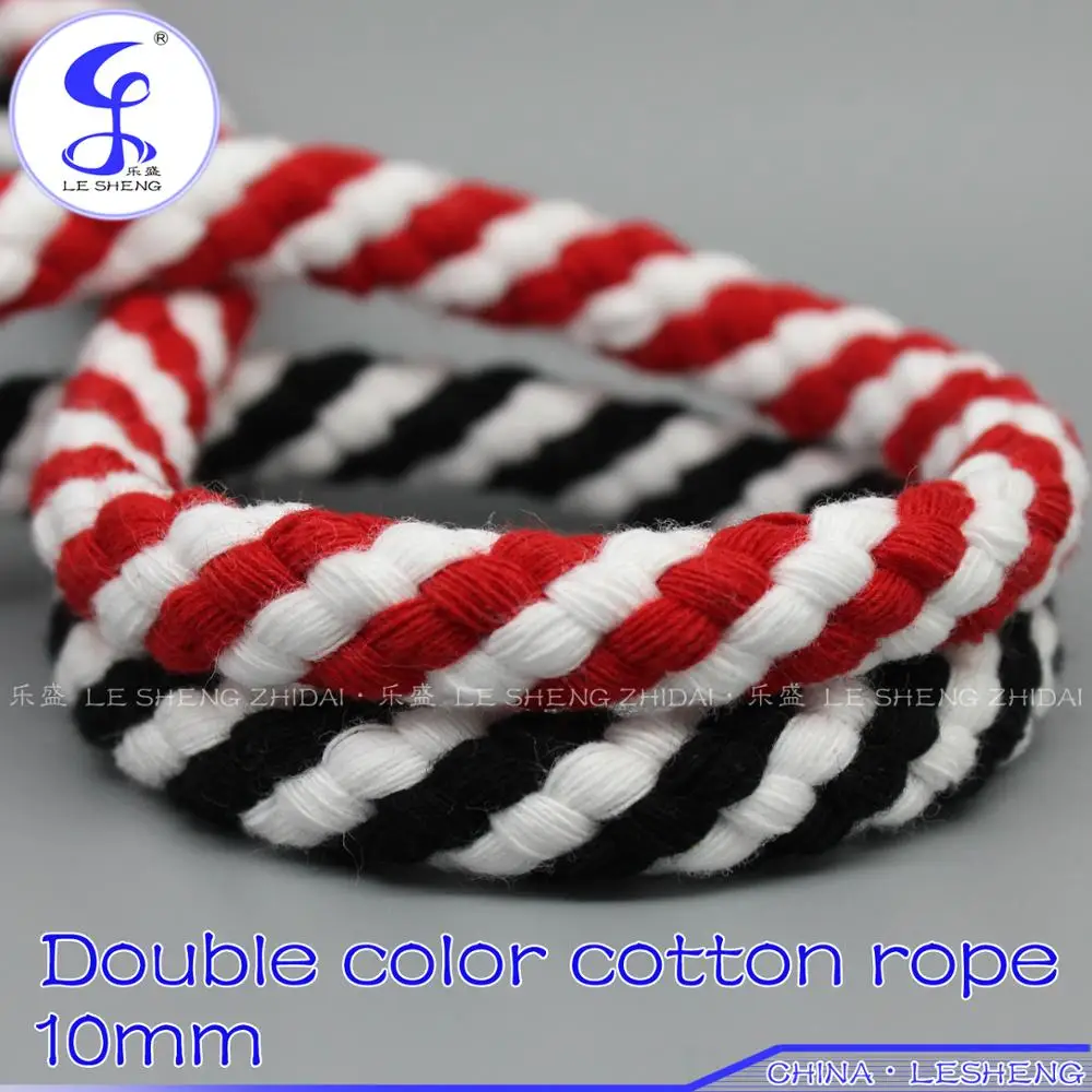 10mmAB двухцветная хлопковая веревка, красный, белый, черный и белый чистый хлопок, японская декоративная веревка, ручная вязка, аксессуары для DIY