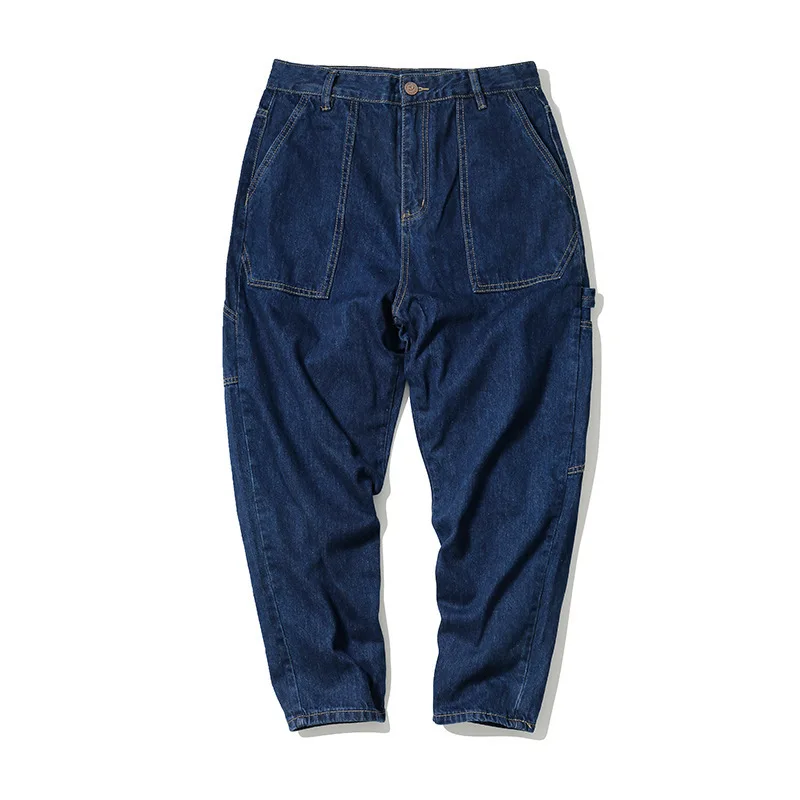 

2019 New Style American Retro Washing Jeans Men's Autumn And Winter Loose-Fit Multi-pockets Straight-Cut Pants MEN'S Casual Pant