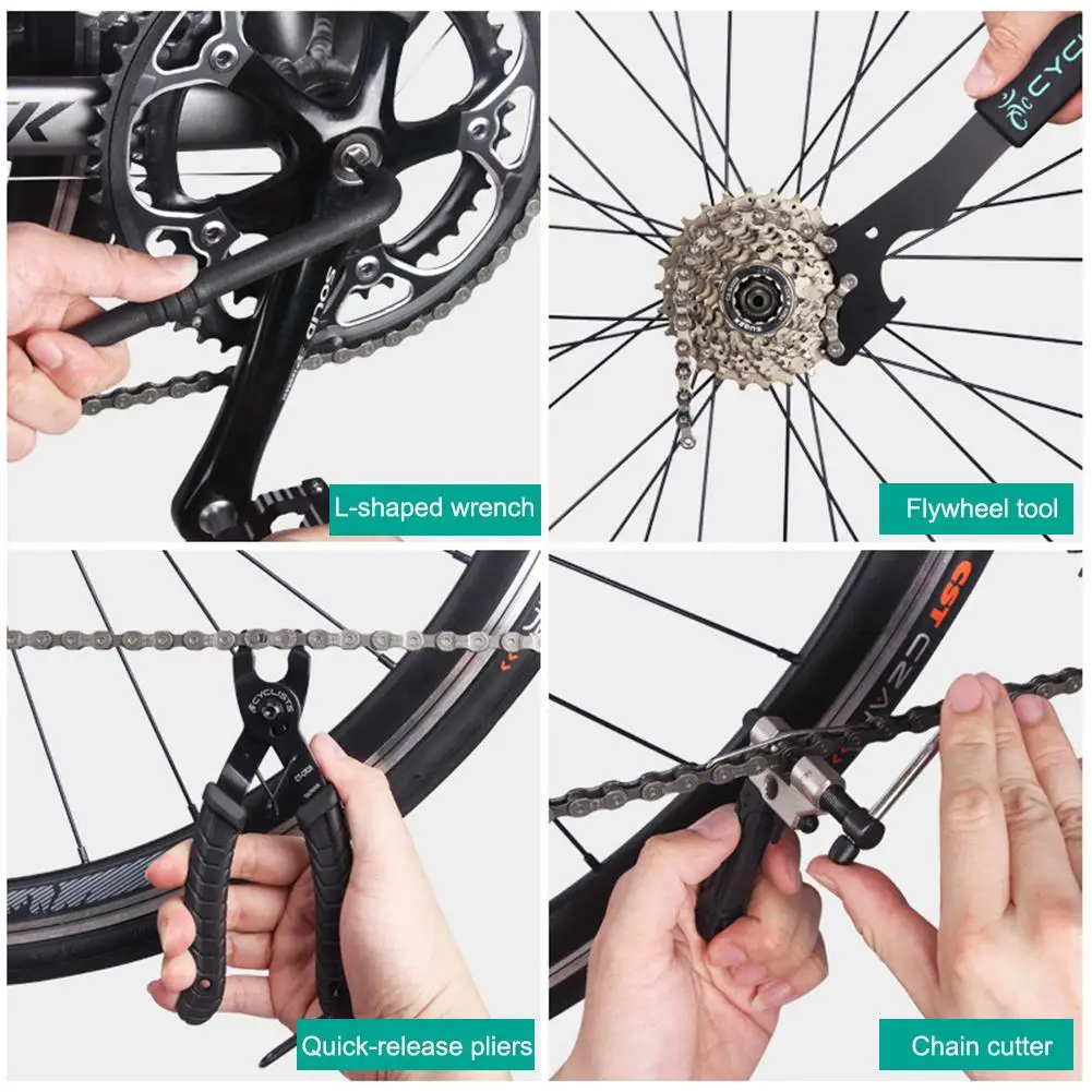  18 In 1 Multiful Bicycle Tools Kit Portable Bike Repair Tool Box Set Hex Key Wrench Remover Crank P
