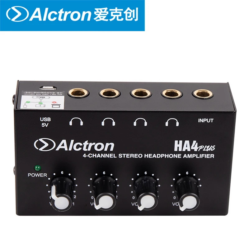 

Newest ALCTRON HA4plus 4-channel stereo Mini Headphone Amplifier USB interface powered recording studio headphone splitter