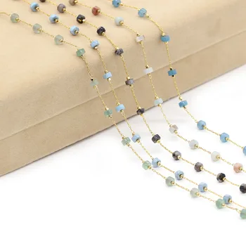 

Hand made copper chain Add natural stone beads 2X4MM Making necklaces, bracelets and other accessories DIY material 1 meter long