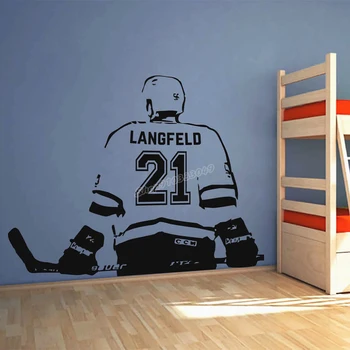

Hockey Player Wall Decals Personalized Name and Number Custom Wall stickers Home Room Decor Vinyl Boys Name Custom Decal C531