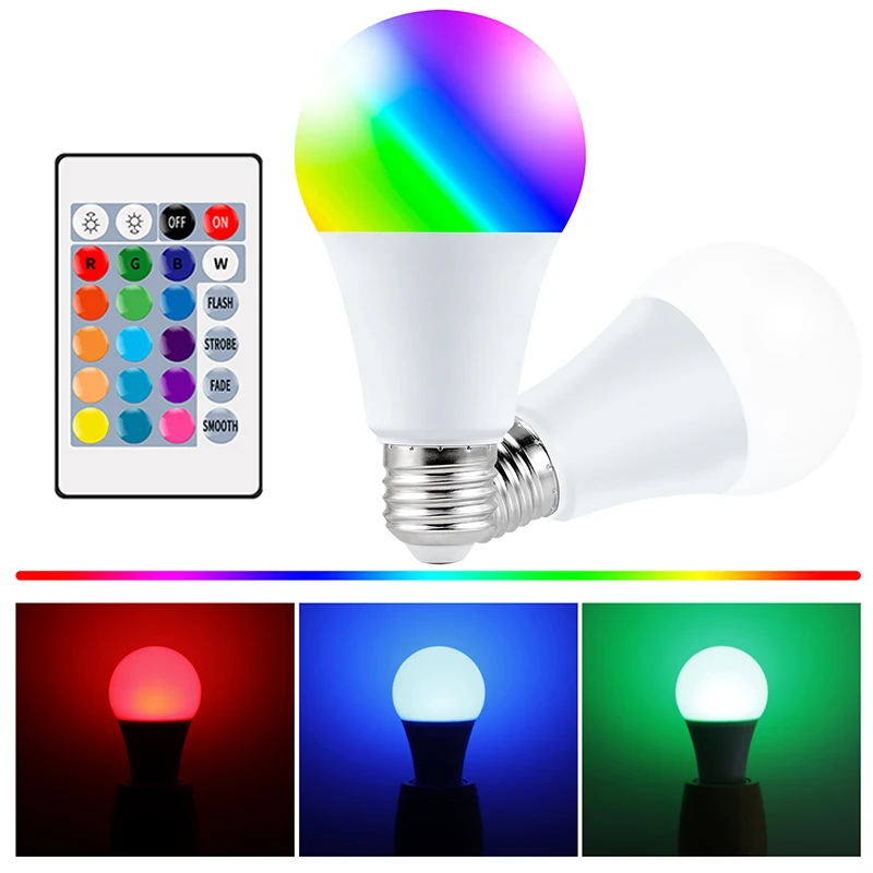 

E27 Smart Control Lamp Led RGB Light Dimmable 5W 10W 15W RGBW Led Lamp Colorful Changing Bulb Led Lampada RGBW Power Saving Home