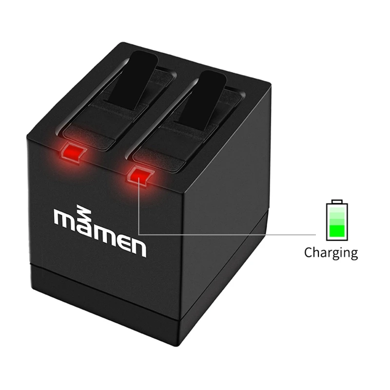 Батарея для спортивной камеры Mamen Gopro AHDBT 501 1650 мАч+ двойное зарядное устройство type-C для GoPro Hero 5 6 7 черный аккумулятор для спортивной экшн-камеры