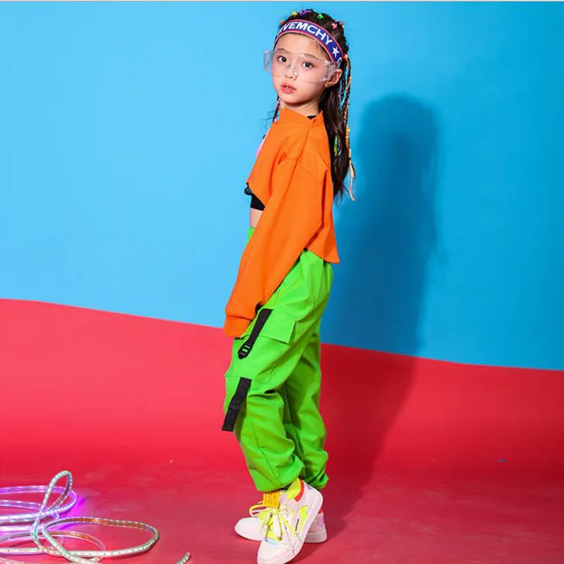Children Hip Hop Clothing Sweatshirt Top Crop Shirt Casual Jogger Pants for Girl Dance Costume Ballroom Dancing Clothes Wear