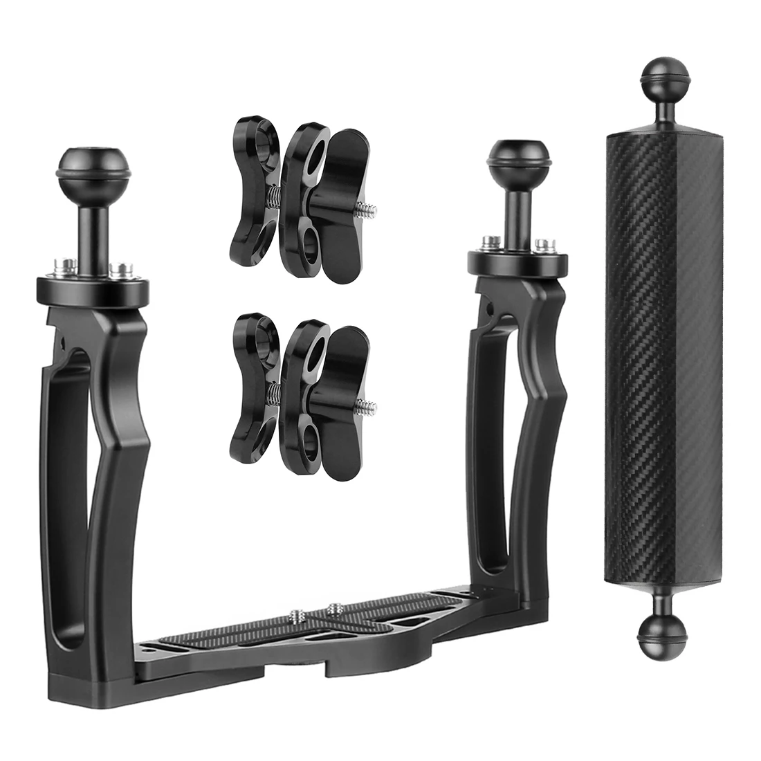 with clips kit 3 DSLR Дайвинг двойной ручной лоток кронштейн с зажимом винт адаптер Верхняя ручка затвор расширение Спортивная камера Подводная фотография - Цвет: with clips kit 3