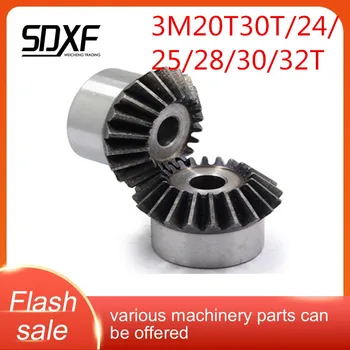 

pc 3Modulus 20/24/25/28/30Teeth inner hole Gear Teeth Spiral Bevel Gears Wheel Process Hole