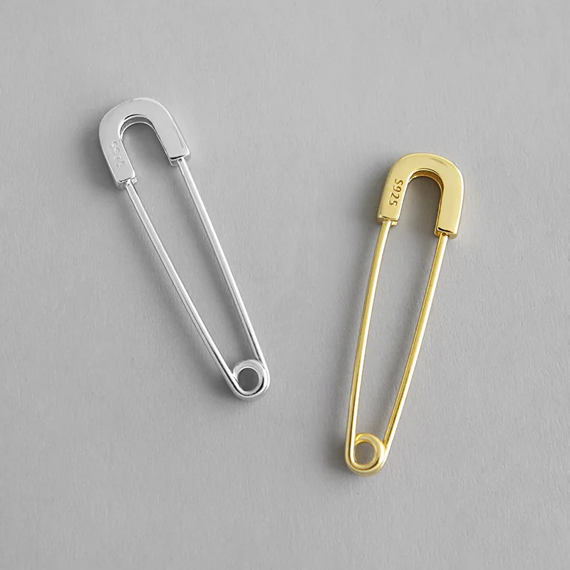 

Slim Hip Hop Pin Earring S925 Sterling Silver Personalize A Safety Pin Earrings Female Earrings Jewelry Gift Tide Male