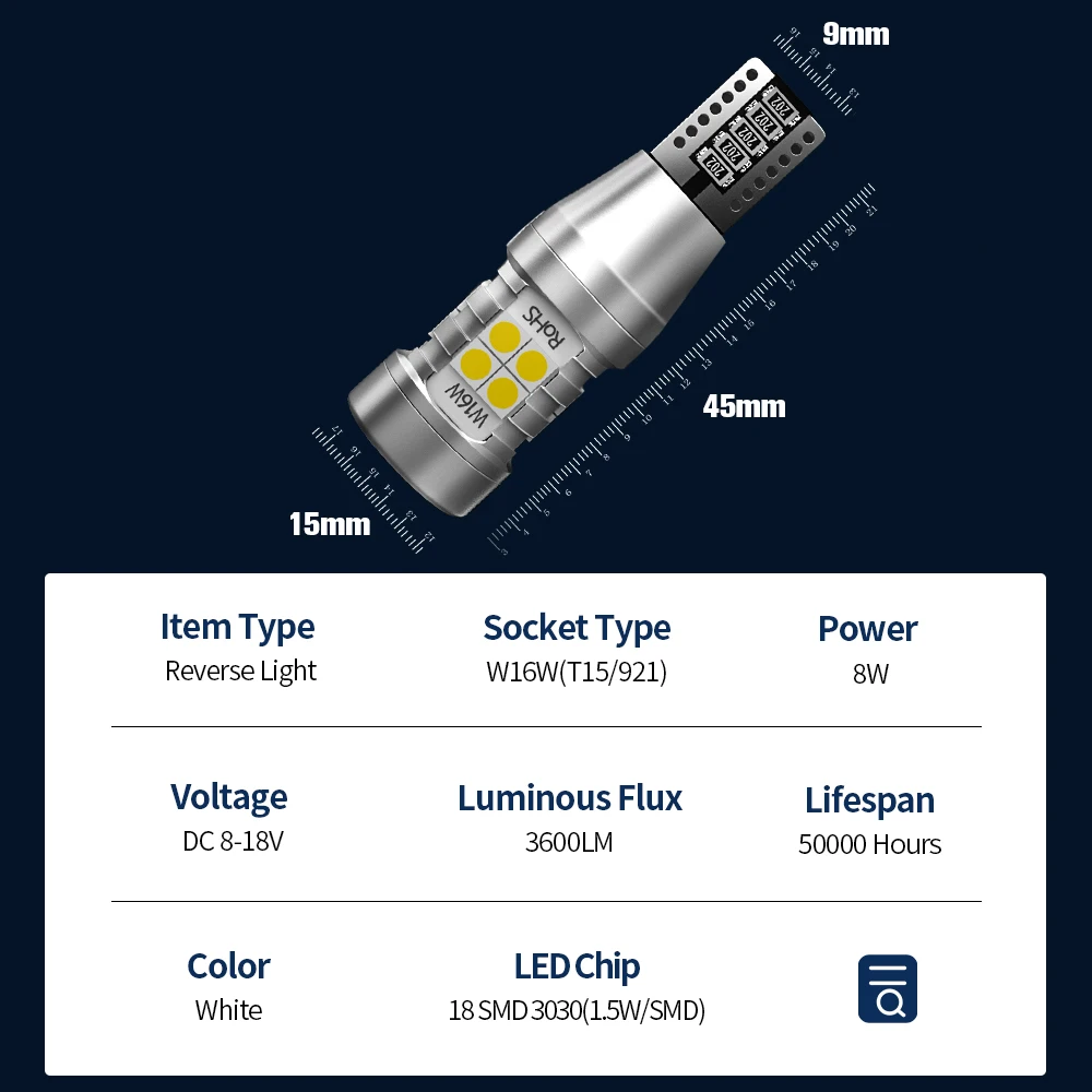 2pcs LED ������ ���� Blub ��� ���� Canbus W16W T15 921 VW Touran Touareg �������� CC EOS Routan Scirocco mk3 3 Sharan 7N