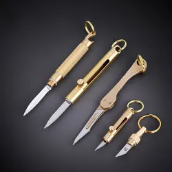 EDC Mini couteau pour Capsule en laiton, outils multifonctionnels, porte clés portables, survie en plein air, outil de coupe de poche 