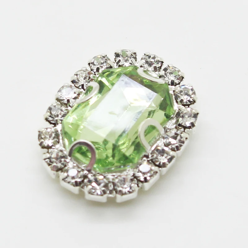 3 light green Стиль, 10 шт., прямоугольные Стразы Arc, акриловые пуговицы для одежды, поделки своими руками, декоративные изделия для шитья, металлические аксессуары, 20*15 мм - Цвет: 3 light green