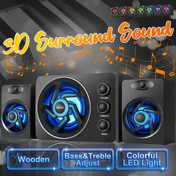 

Desktop 3D Stereo Computer Speakers Portable Full Range USB Heavy Bass Subwoofer Colorful LED Light PC Combination Speaker