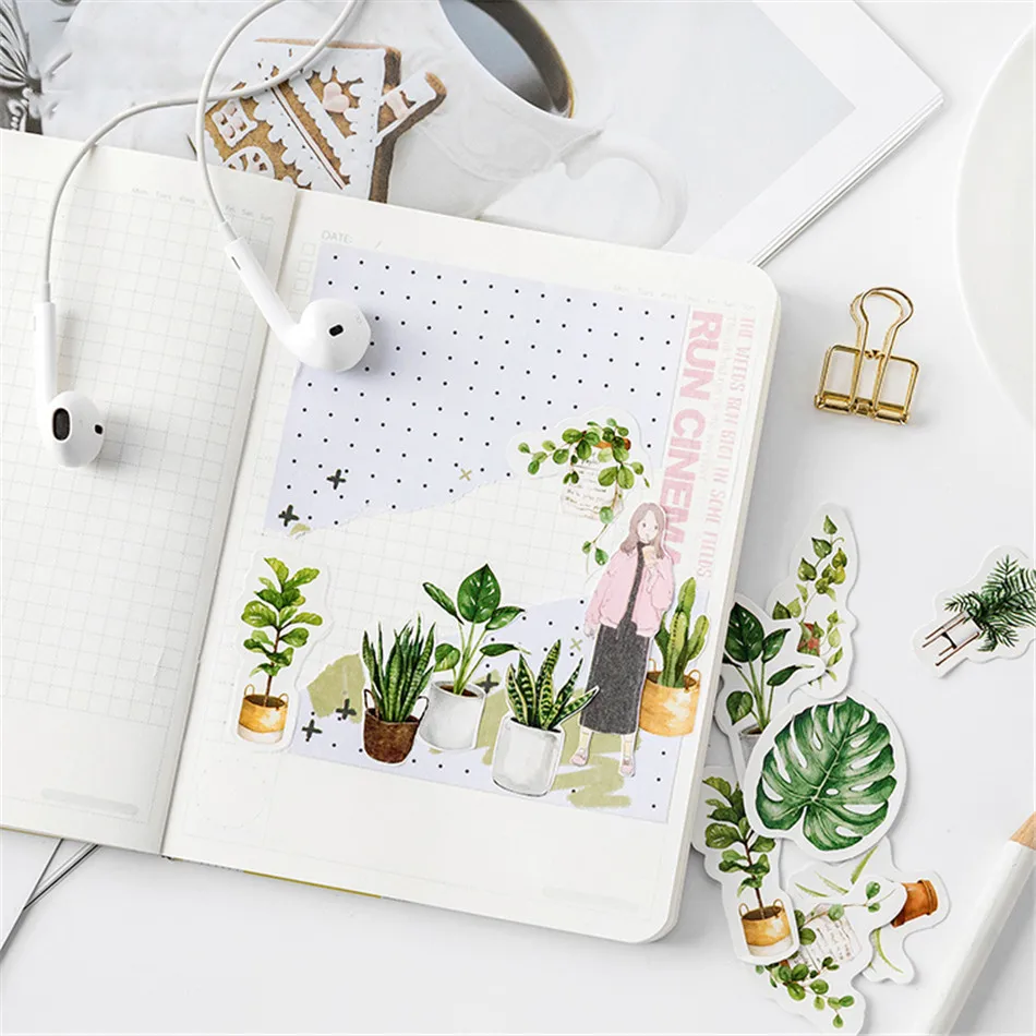 45pcs/box Butterfly Plant Letter Totem Memo Stickers Pack Posted It Kawaii Planner Scrapbooking Stickers Stationery School