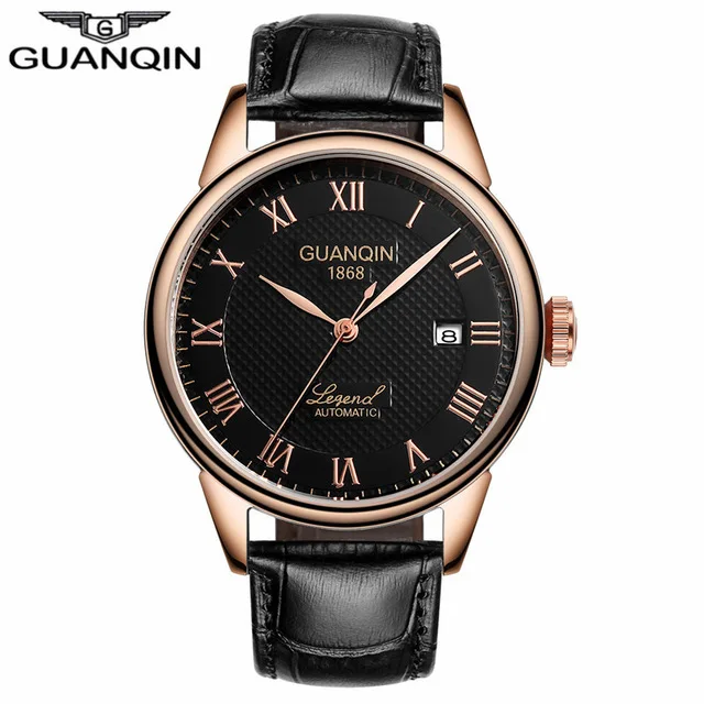GUANQIN Relogio Masculino Механические автоматические мужские наручные часы бизнес Топ бренд класса люкс кожаные мужские наручные часы - Цвет: E