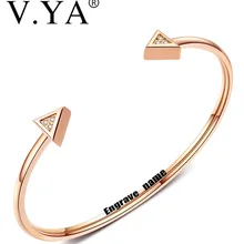 V. YA, женский браслет из нержавеющей стали, женский браслет из титана, стальной браслет, индивидуальное открытие, треугольник, популярные браслеты для девушек