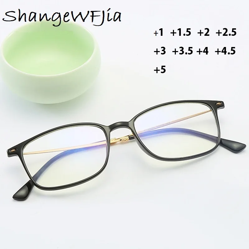 Анти-синий светильник в оправе TR90 очки для чтения мужские металлические деловые очки женские мужские очки для дальнозоркости+ 1. 1,5 2 2,5. 3.4.5