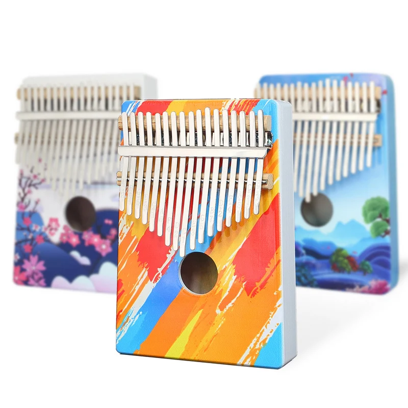 

KERUS Kalimba 17 Keys colour Wood Portable Finger Piano Gifts for Kids and piano Beginners Professional Painted Instrument