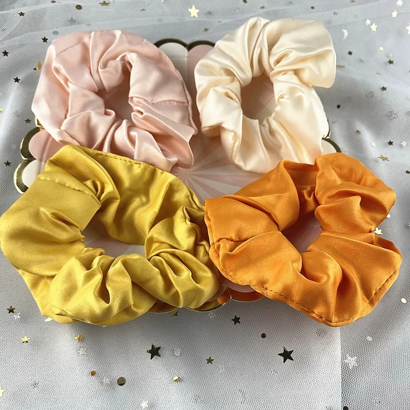 hair bows for women 4pcs/pack Women Elastic Satin Silk Scrunchies Girls Black Rubber Hair Bands Solid Color Hair Ties Rope Chouchou Accessories Set wedding hair clips