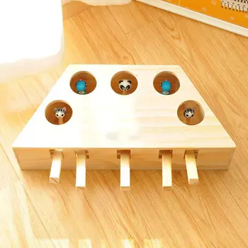 

Wooden Cat Whack-a-mole Toy Cat Toy Hamster Toys Wooden Cat Toys for Play with Cat for Cat Cute Funny Toys L5