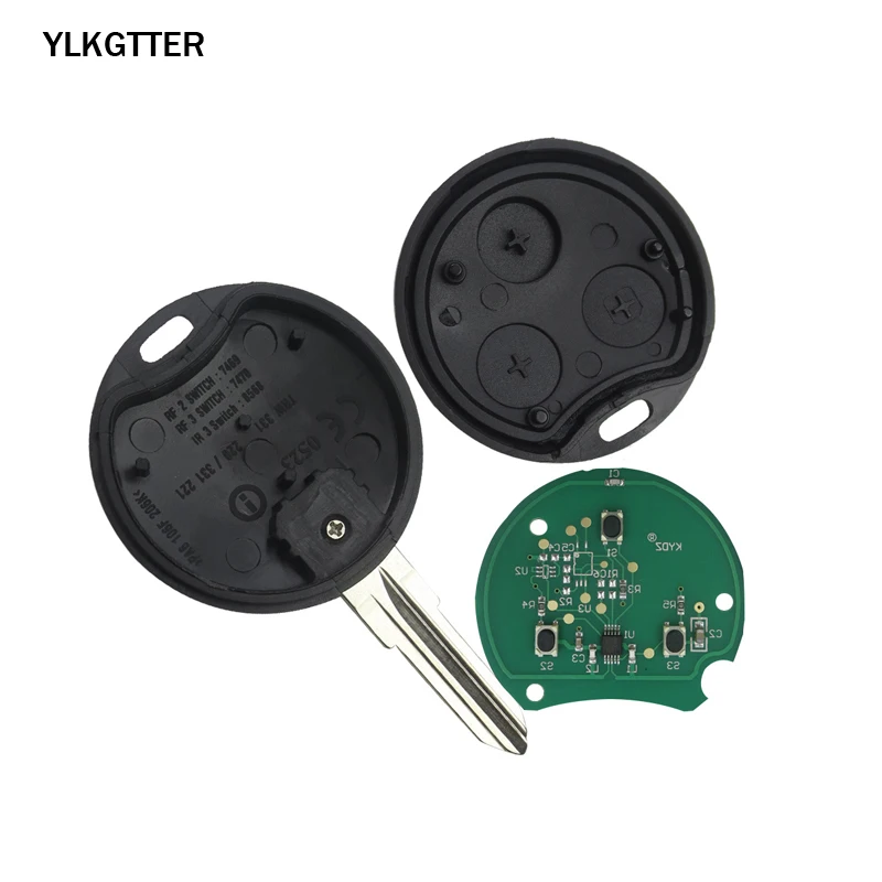 YLKGTTER 433,92 МГц 3 кнопки дистанционного ключа для Mercedes-Benz Smart Fortwo Forfour Roadster City Coupe Crossblade Cabrio 1998-2006