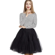 5 слоев 60 см юбка миди Тюлевая юбка эластичная талия винтажная юбка-пачка классический стиль Лолита Высокая талия женские Вечерние