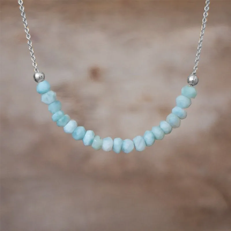 Larimar Necklace Natural Dominican Larimar Beaded Necklace Genuine Larimar Jewelry - Image 2