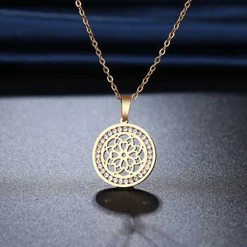 

CACANA 316L Stainless Steel Hollow Heart Pattern Necklace NEW Crystal Rhinestone Necklaces For Women Wedding Valentine's Day