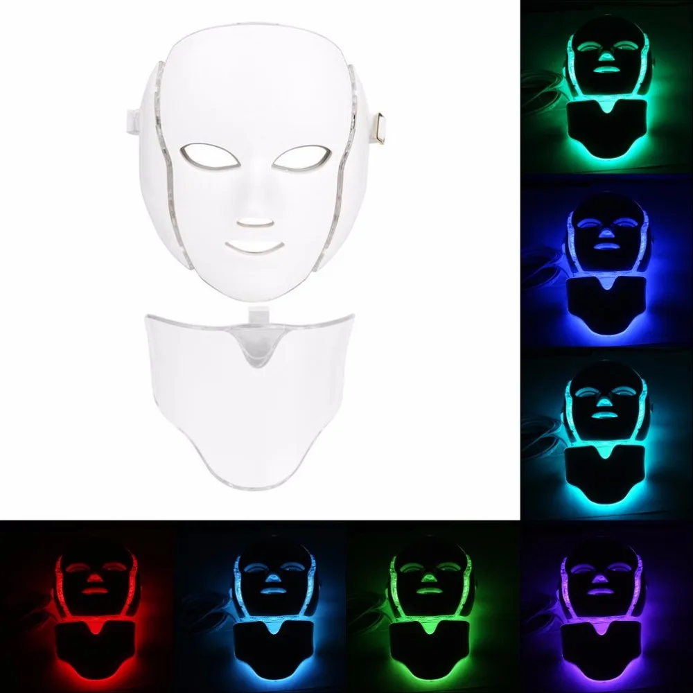 

LED 7Colors Light Microcurrent Facial Mask Machine Photon Therapy Skin Rejuvenation Facial Neck Mask Whitening Electric Device