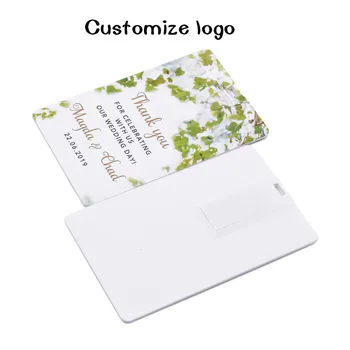 

Plastic White Card Usb 2.0 Usb Flash Drive Pen Drive Memory Flash Disk Stick Custom Logo 8G 16G 32G 64G Pendrive Wedding Gifts