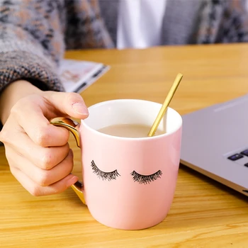 

Pink eyelashes coffee mugs home girl lovely cups and mugs creative mark