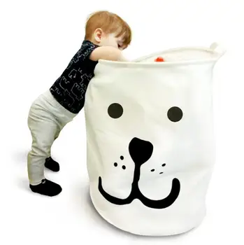 

Stand Laundry Basket Toy Storage Box Cartoon Kids Toy Storage Bag Cotton Linen Bags Children Room SN-178