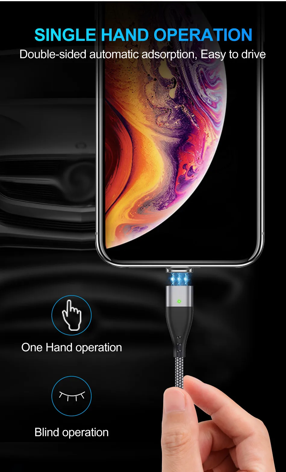 USLION Магнитный кабель Micro usb type C для iPhone 7 XS samsung S8 3A провод для быстрой зарядки провод магнит зарядное устройство для телефона Быстрая зарядка