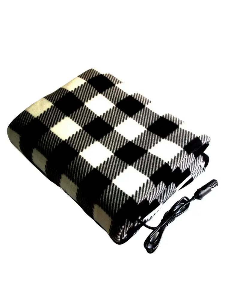 12V Car Truck Heated Blanket Electric Fleece Lattice Travel Heating Blanket Auto Electrical For Car Constant Temperature