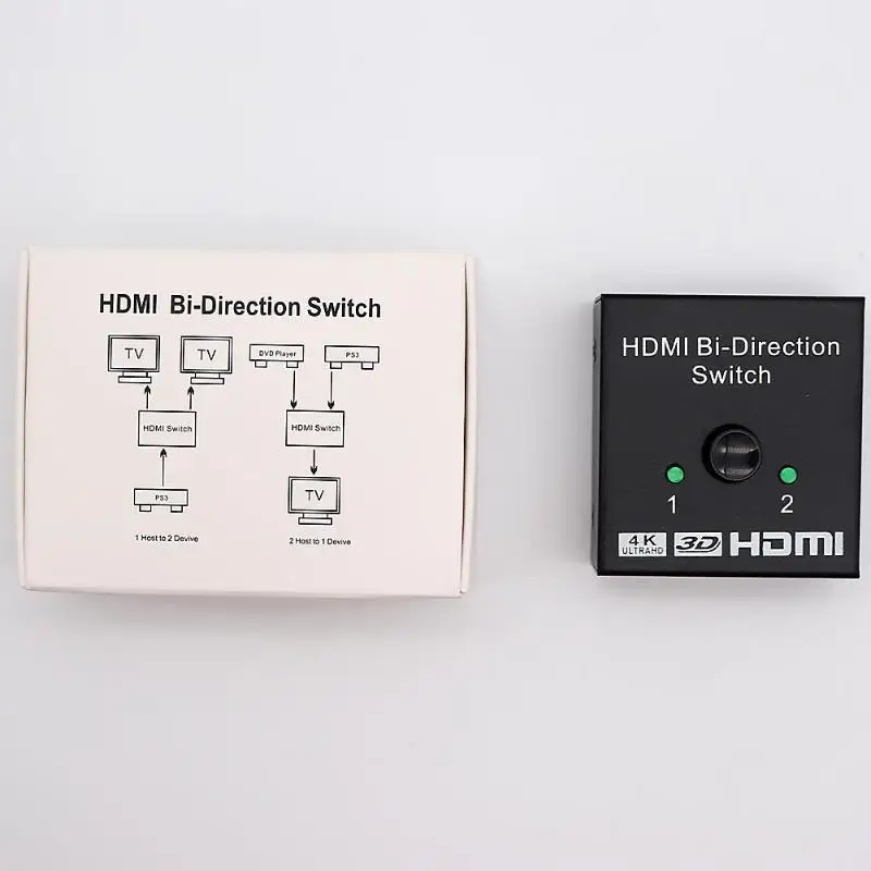 Алюминиевый сплав HDMI двунаправленный 2,0 переключатель Smart 4K HDMI видео аудио коммутатор сплиттер черный 4K 3D Разрешение 3 HDM позолоченный