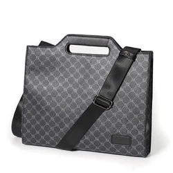 Business Fashion Briefcase for Men Leather ipad Storage Bag Luxury Designer Plaid Messenger Bags Male Work Office Laptop Handbag