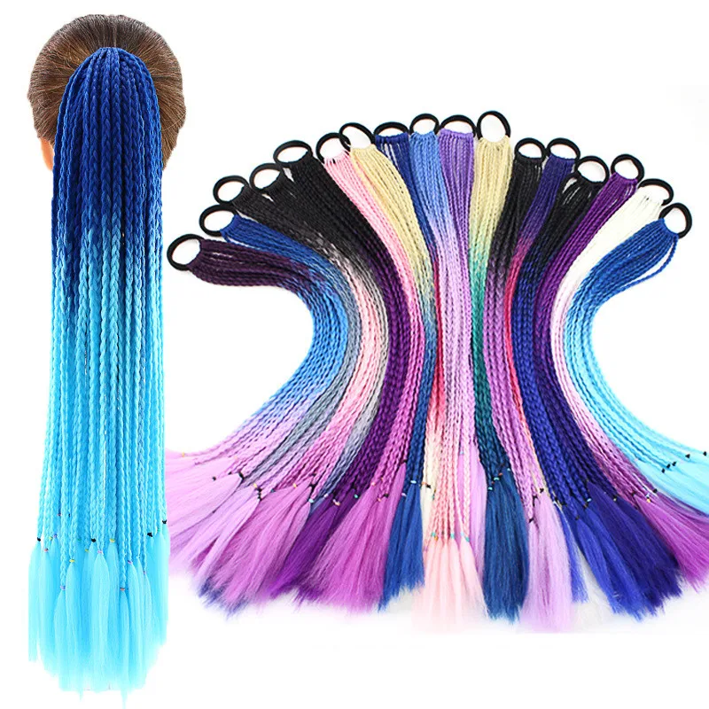 Ponytail Kanekalon Hair Extensions False Overhead Tail With Rubber Elastic Band Braiding Hairpiece Pigtail Synthetic | Шиньоны и парики